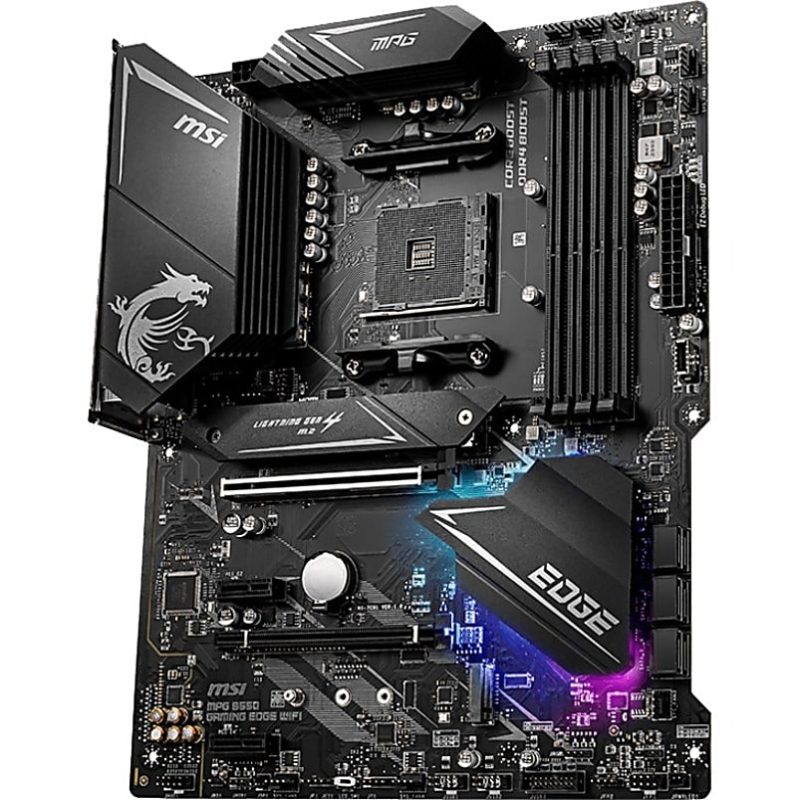 MSI MPG B550 GAMING EDGE WIFI Desktop Motherboard - AMD B550 Chipset - Socket AM4 - ATX - 128 GB DDR4 SDRAM Maximum RAM - DIMM, UDIMM - 4 x Memory Slots - 2.5Gigabit Ethernet - IEEE 802.11 a/b/g/n/ac/ax - HDMI - DisplayPort - 6 x SATA Interfaces - Image 3
