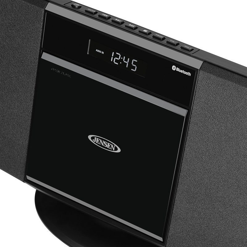 JENSEN Bluetooth JBS-300 Wall-Mountable Music System With CD Player And AM/FM Radio, 9.33"H x 14.84"W x 3.54"D, Black - Image 3