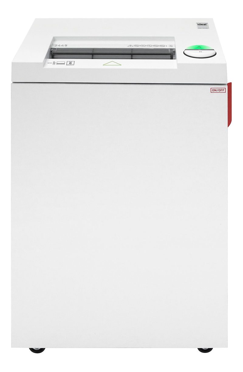 ideal 2445 Cros-Cut Commercia Paper Shredder, Made in Germany, Continuous Operation, 6 to 8 Sheet Feed Capacity, 9-Gallon Bin, Shreds Staples/Paper Clips/Credit Cards, P-5 Security