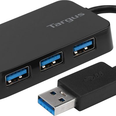 Targus® 4-Port USB 3.0 SuperSpeed™ Hub, 2.75"H x 0.5"W x 0.5"D