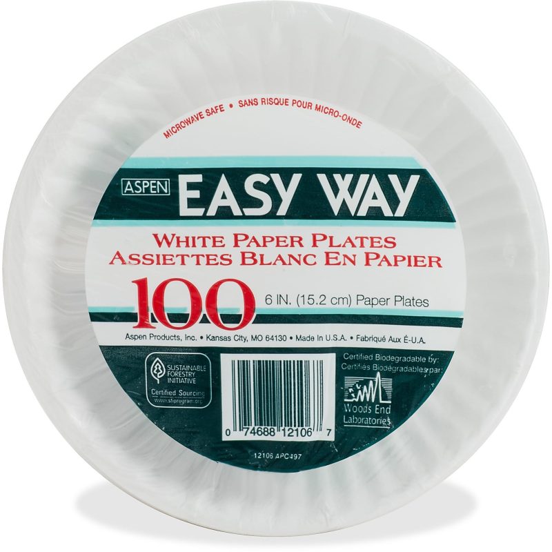 AJM Green Label Paper Plates, 6", White, Box Of 1,000 Plates - Image 2