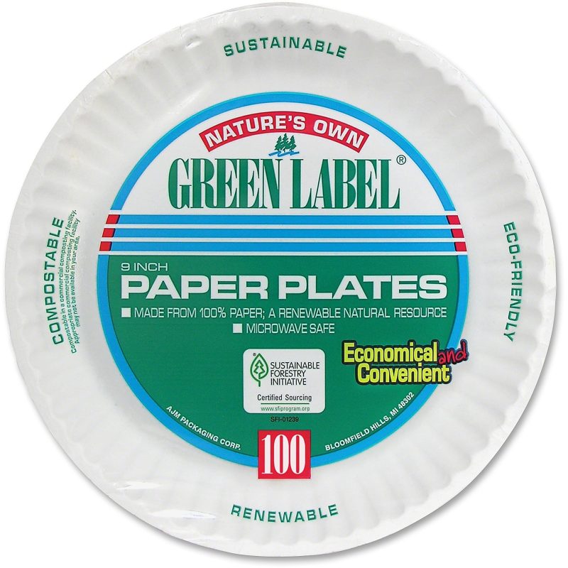 AJM Green Label Paper Plates, 9", White, Box Of 1,200 Plates - Image 5