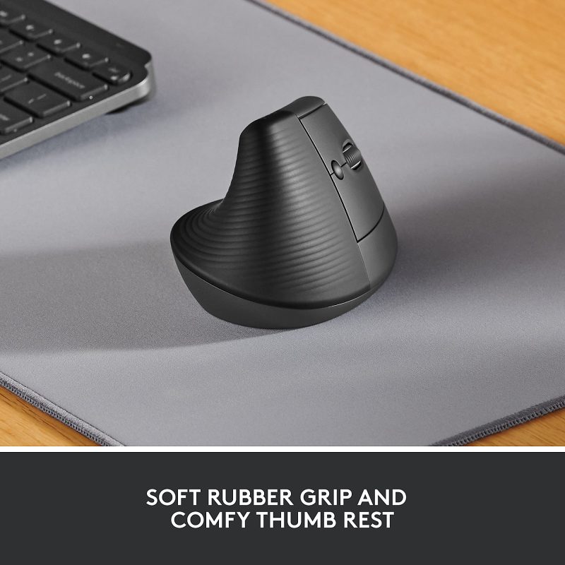 Logitech Lift Vertical Ergonomic Mouse, Graphite, Wireless, Quiet clicks - Image 2