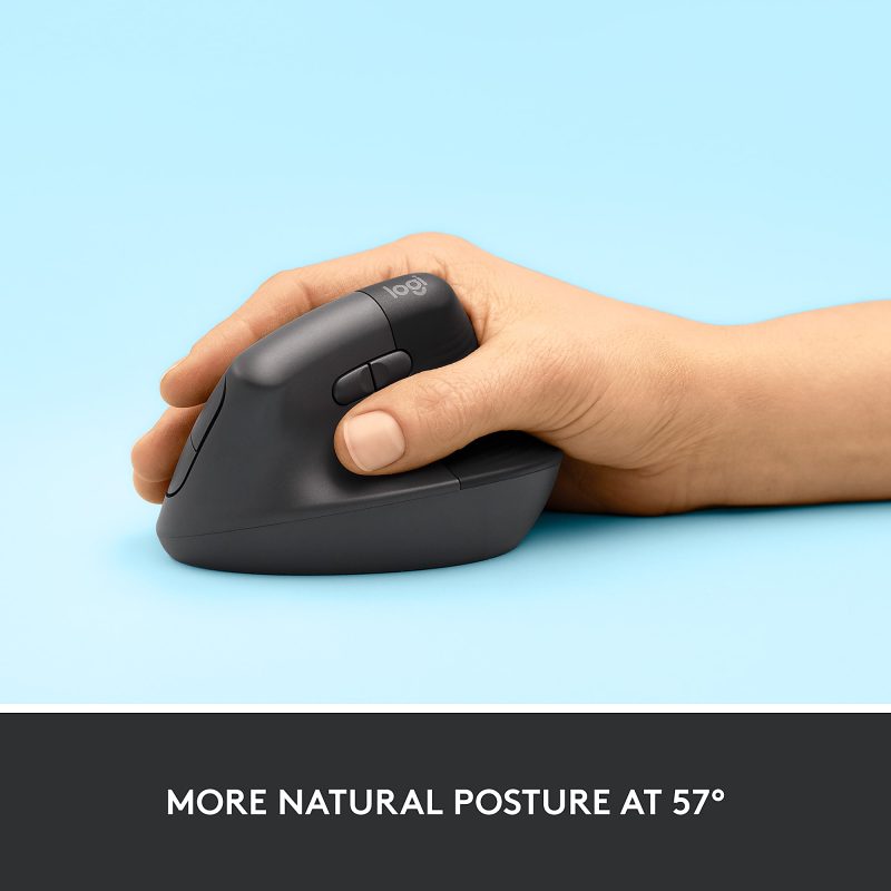 Logitech Lift Vertical Ergonomic Mouse, Graphite, Wireless, Quiet clicks - Image 3