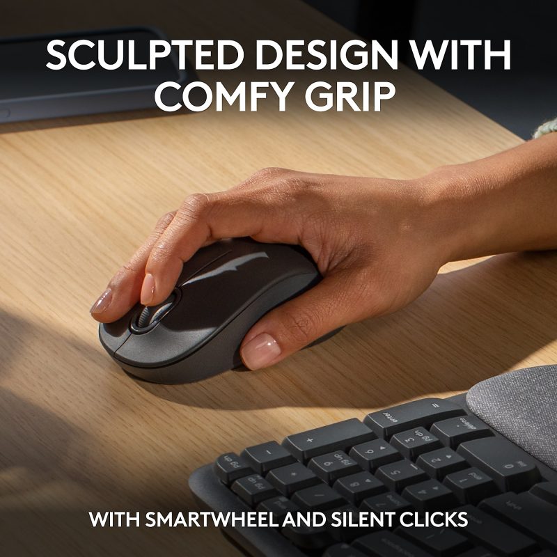 Logitech® Wave Keys MK670 Wireless Ergonomic Keyboard And Signature M550 L Wireless Mouse Combo, Graphite, 920-012059 - Image 5