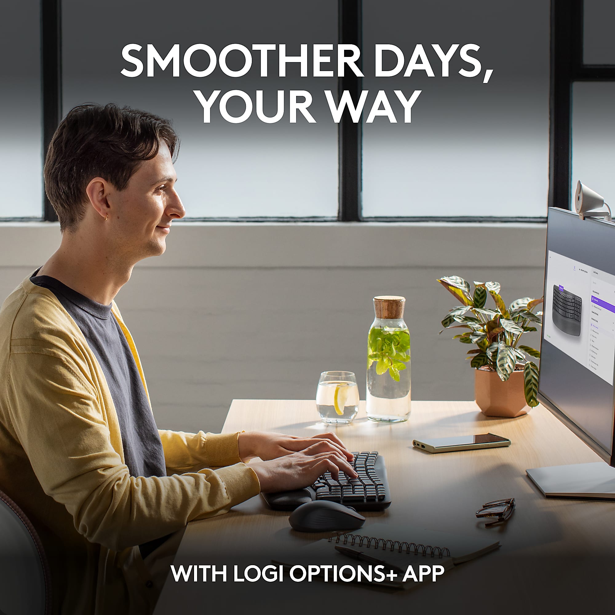 Logitech® Wave Keys MK670 Wireless Ergonomic Keyboard And Signature M550 L Wireless Mouse Combo, Graphite, 920-012059 - Image 8