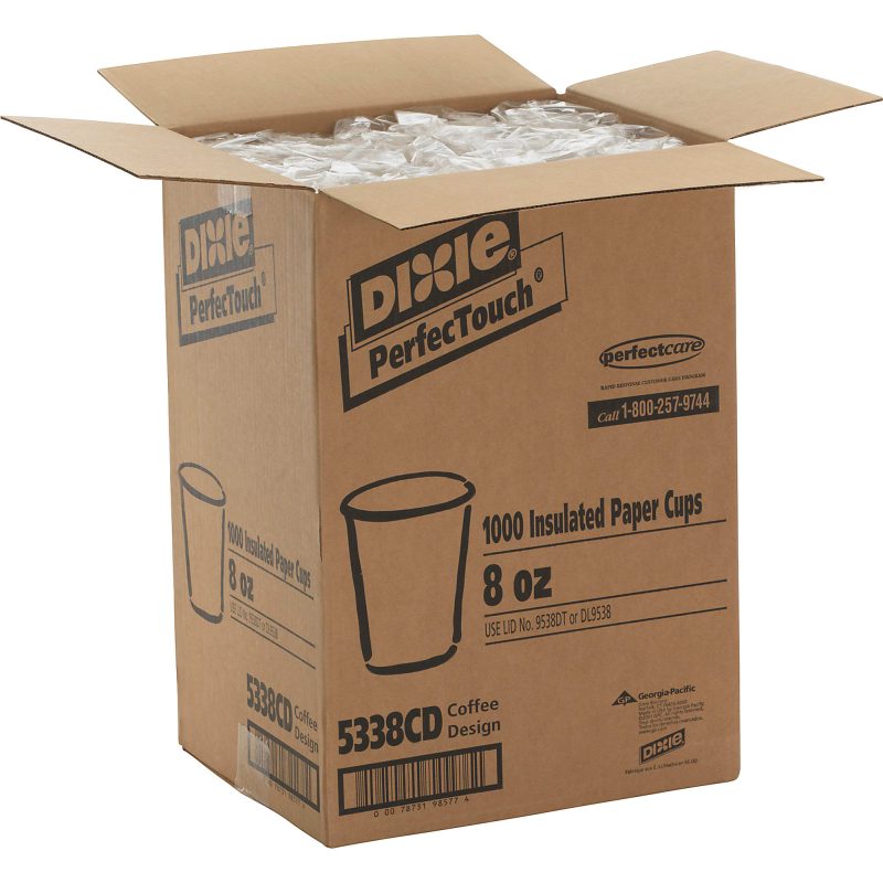 Dixie PerfecTouch 8 oz Insulated Paper Hot Coffee Cups by GP Pro - 50 / Pack - 20 / Carton - Coffee Haze - Paper, Cellulose Fiber - Hot Drink - Image 2