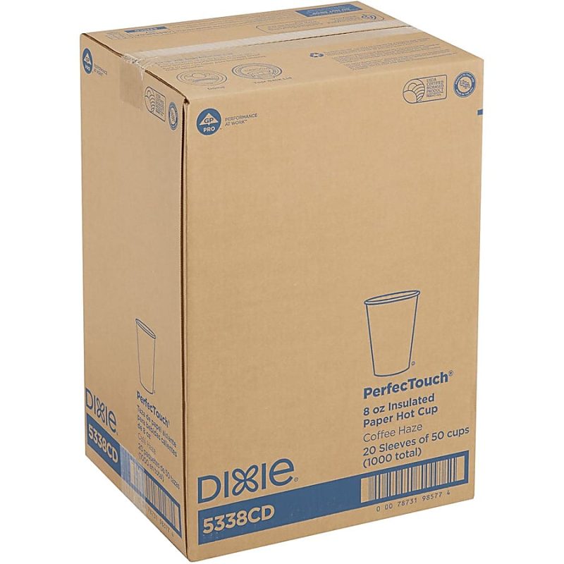 Dixie PerfecTouch 8 oz Insulated Paper Hot Coffee Cups by GP Pro - 50 / Pack - 20 / Carton - Coffee Haze - Paper, Cellulose Fiber - Hot Drink - Image 4