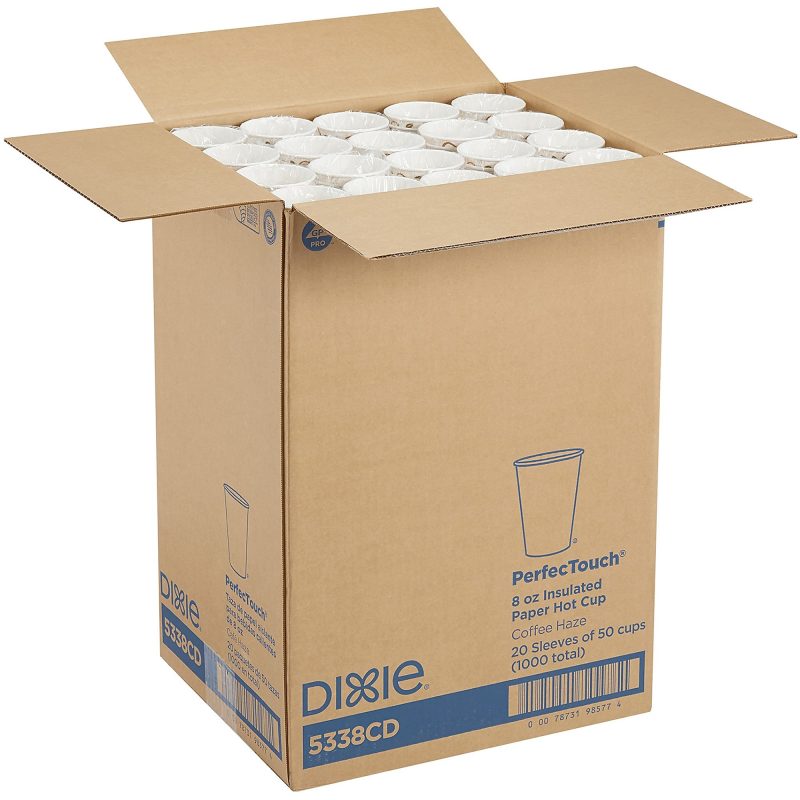 Dixie PerfecTouch 8 oz Insulated Paper Hot Coffee Cups by GP Pro - 50 / Pack - 20 / Carton - Coffee Haze - Paper, Cellulose Fiber - Hot Drink - Image 6