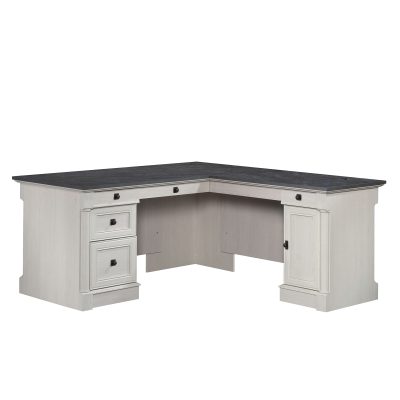 Sauder® Palladia 66"W L-Shaped Corner Desk, Vintage Oak - Glacier Oak,68-3/4 in.