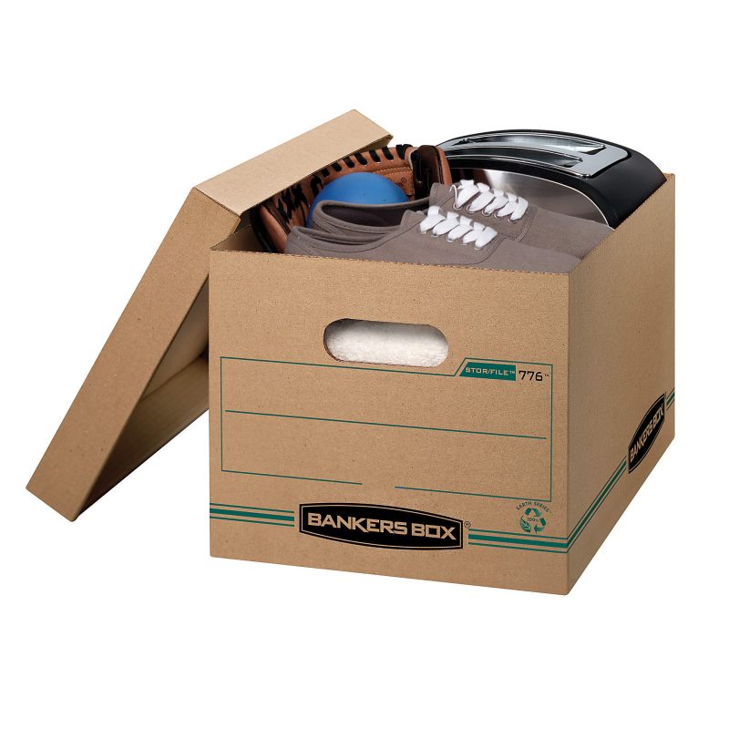 Bankers Box® Stor/File™ Standard-Duty Storage Boxes With Lift-Off Lids And Built-In Handles, Letter/Legal Size, 15" x 12" x 10", Kraft/Green, 100% Recycled, Case Of 12 - Image 2