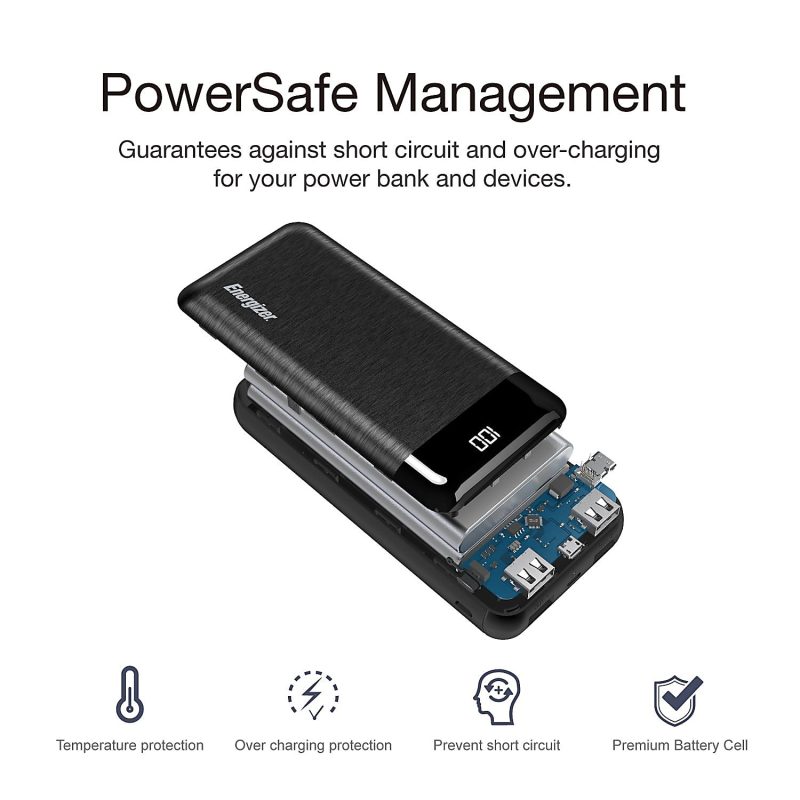Energizer® 20,000 mAh Max Power Bank, Black, UE20058 - Image 3