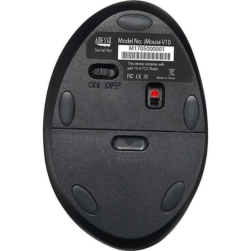 Adesso iMouse V10 - Wireless Vertical Ergonomic Mini Mouse - Optical - Wireless - Radio Frequency - 2.40 GHz - Black - USB - 1600 dpi - Scroll Wheel - 6 Button(s) - Right-handed - Image 8