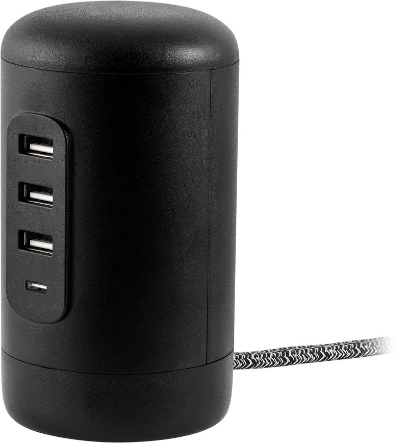 Philips 3 USB-A/1 USB-C/2-Outlet Desktop Charging Station, 5', Black