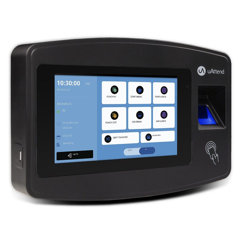 uAttend JR2000 Fingerprint Time Clock, Unlimited Employees, 8"H x 10"W x 3"D - Image 2