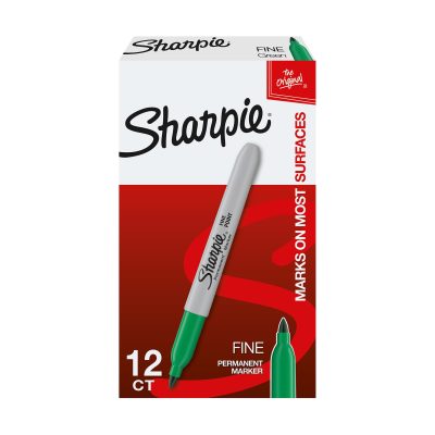 Sharpie® Permanent Fine-Point Markers, Red, Pack Of 36 - Green,12