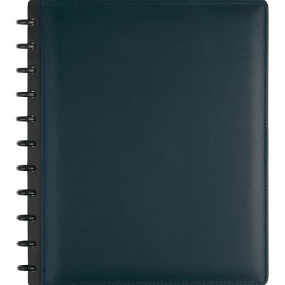 TUL® Discbound Notebook With Leather Cover, Letter Size, Narrow Ruled, 60 Sheets, Navy