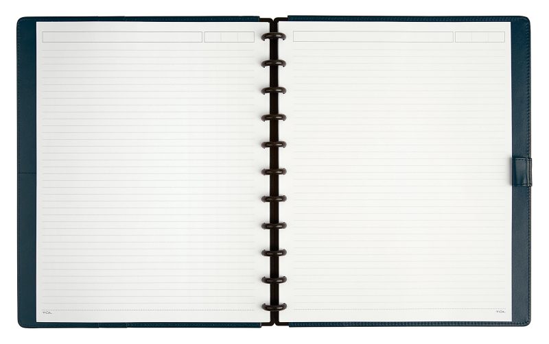 TUL® Discbound Notebook With Leather Cover, Letter Size, Narrow Ruled, 60 Sheets, Navy - Image 2