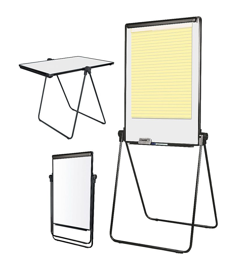 Office Depot® Brand Convertible Table/Footbar Non-Magnetic Dry-Erase Whiteboard Presentation Easel, 67" x 30-1/2", Metal Frame With Black Finish