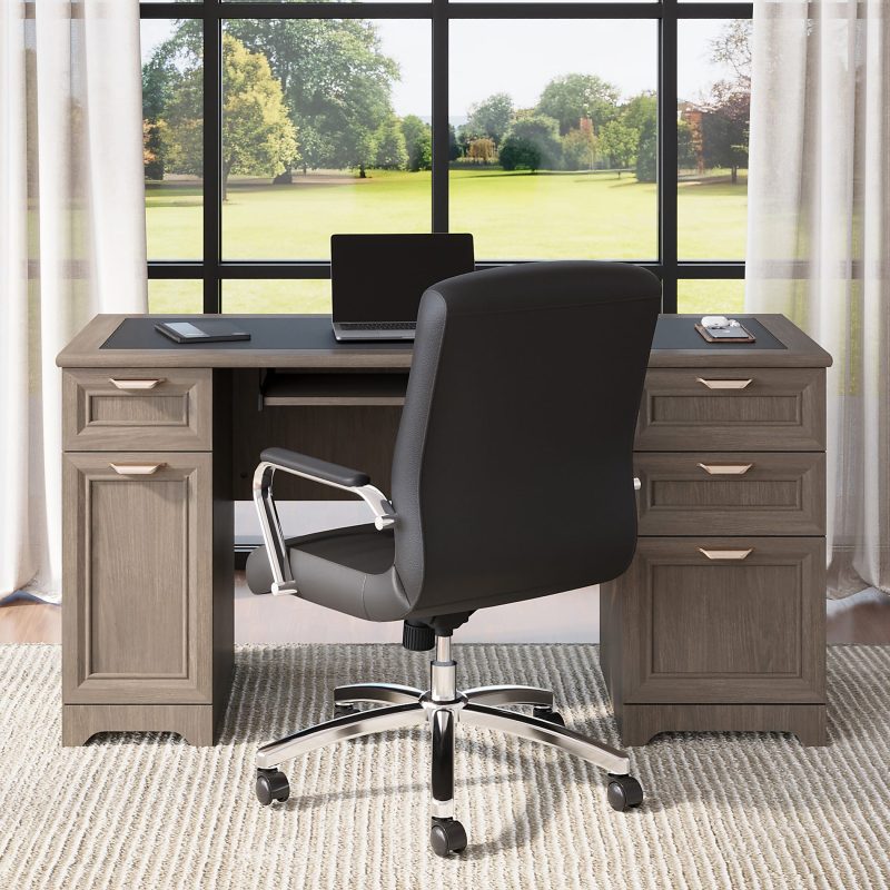 Realspace® Magellan 59"W Manager's Computer Desk, Classic Cherry - Gray,58-3/4 in.