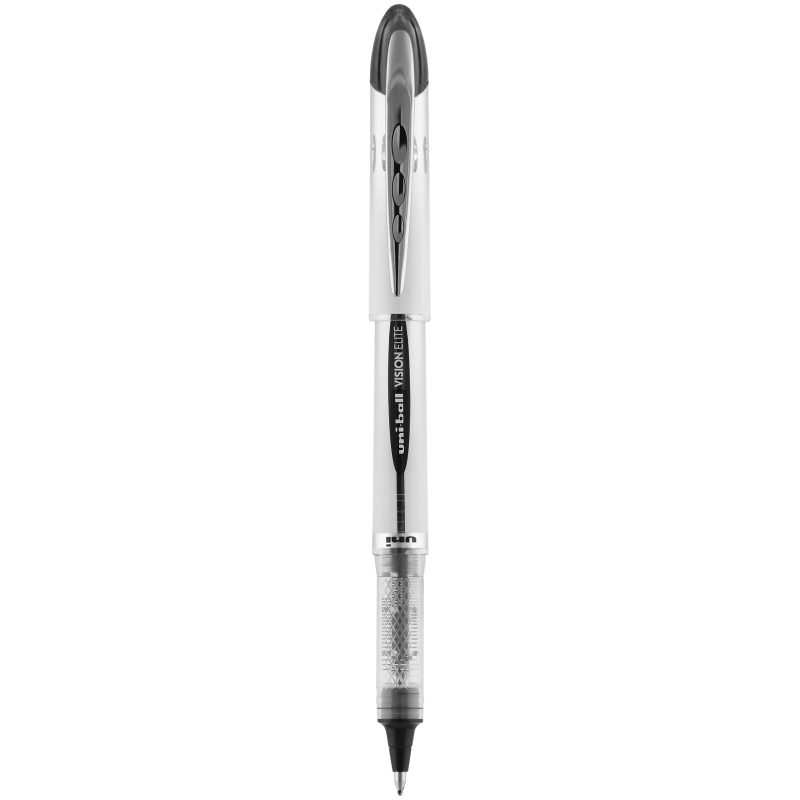 uni-ball® Vision™ Elite™ Liquid Ink Rollerball Pens, Bold Point, 0.8 mm, White Barrel, Black Ink, Pack Of 12 - Black,1