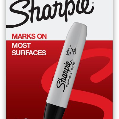 Sharpie® Permanent Markers, Chisel Tip, Gray Barrel, Black Ink, Pack Of 36 Markers - Black,12