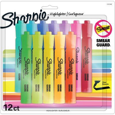 Sharpie® Tank Style Highlighters, Chisel Tip, Fluorescent Yellow, Box of 24 - Assorted,12