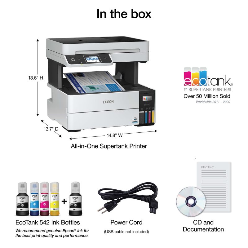Epson® EcoTank® Pro ET-5170 C11CJ88201 InkJet All-In-One SuperTank Color Printer - Image 5