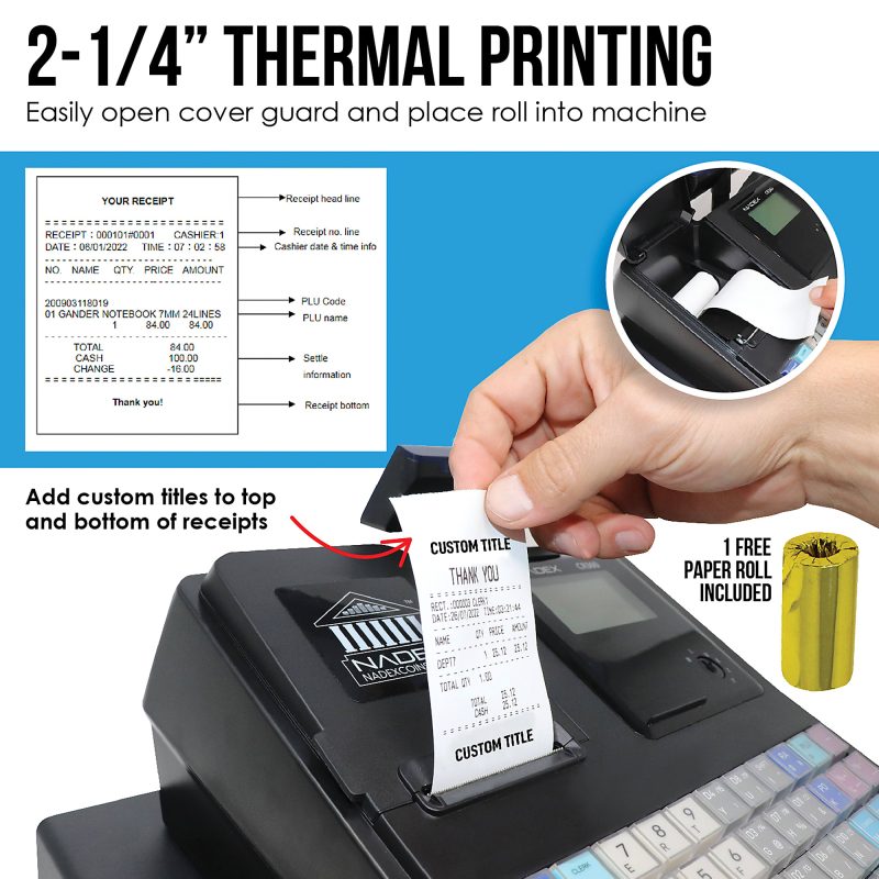 Nadex Coins Thermal-Print Electronic Cash Register, Black, NWHNXTE1376 - Image 10