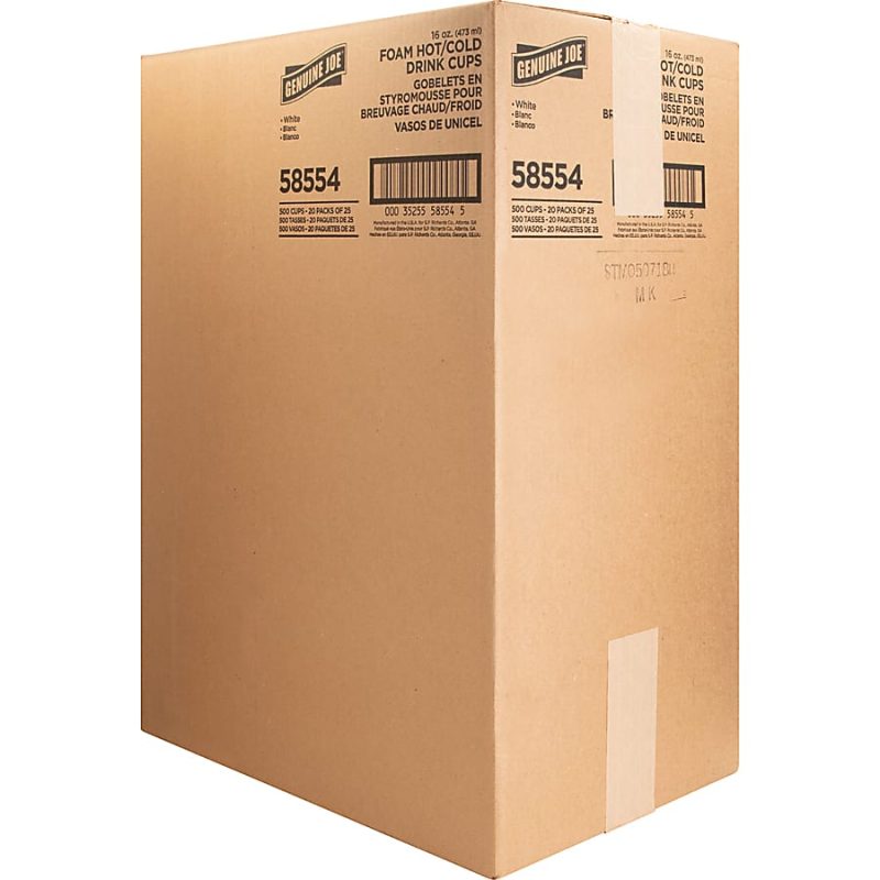 Genuine Joe Hot/Cold Foam Cups, 16 Oz, White, Carton Of 500 Cups - Image 5