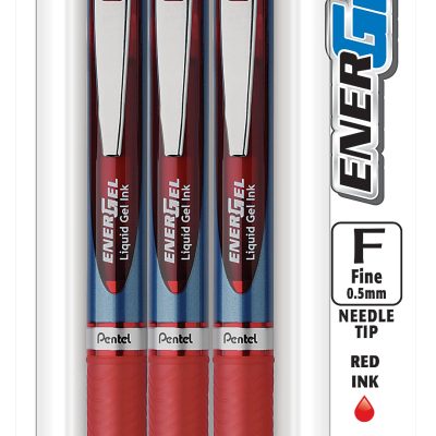 Pentel® EnerGel™ RTX Retractable Liquid Gel Pens, Fine Point, 0.5 mm, 54% Recycled, Blue, Pack Of 12 Pens - Red,3