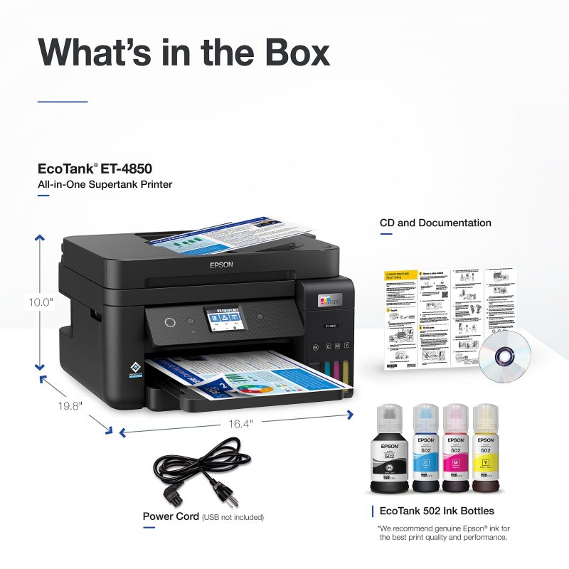 Epson EcoTank ET-4850 All-in-One Supertank Printer - Multifunction printer - color - ink-jet - refillable - 8.5 in x 14 in (original) - A4/Legal (media) - up to 11 ppm (copying - Image 7