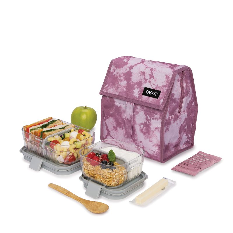 PackIt® Freezable Lunch Bag, 10”H x 8-1/2”W x 2-1/4”D, Mulberry Tie Dye - Image 4