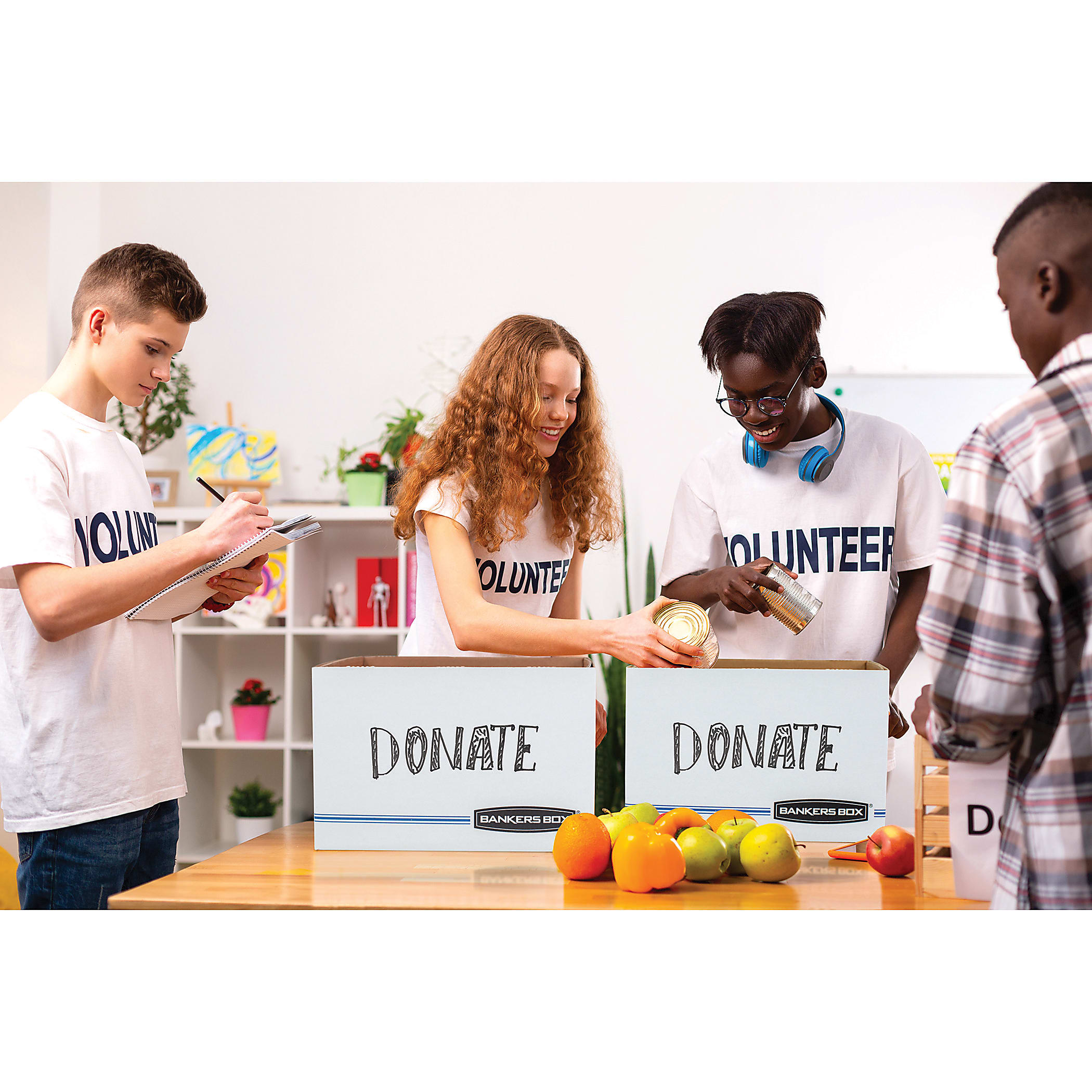 Bankers Box® Easylift™ Standard-Duty Storage Boxes With Lift-Off Lids And Built-In Handles, Letter/Letter Size, 12" x 12" x 10", White/Blue, 12/Pack - Image 6