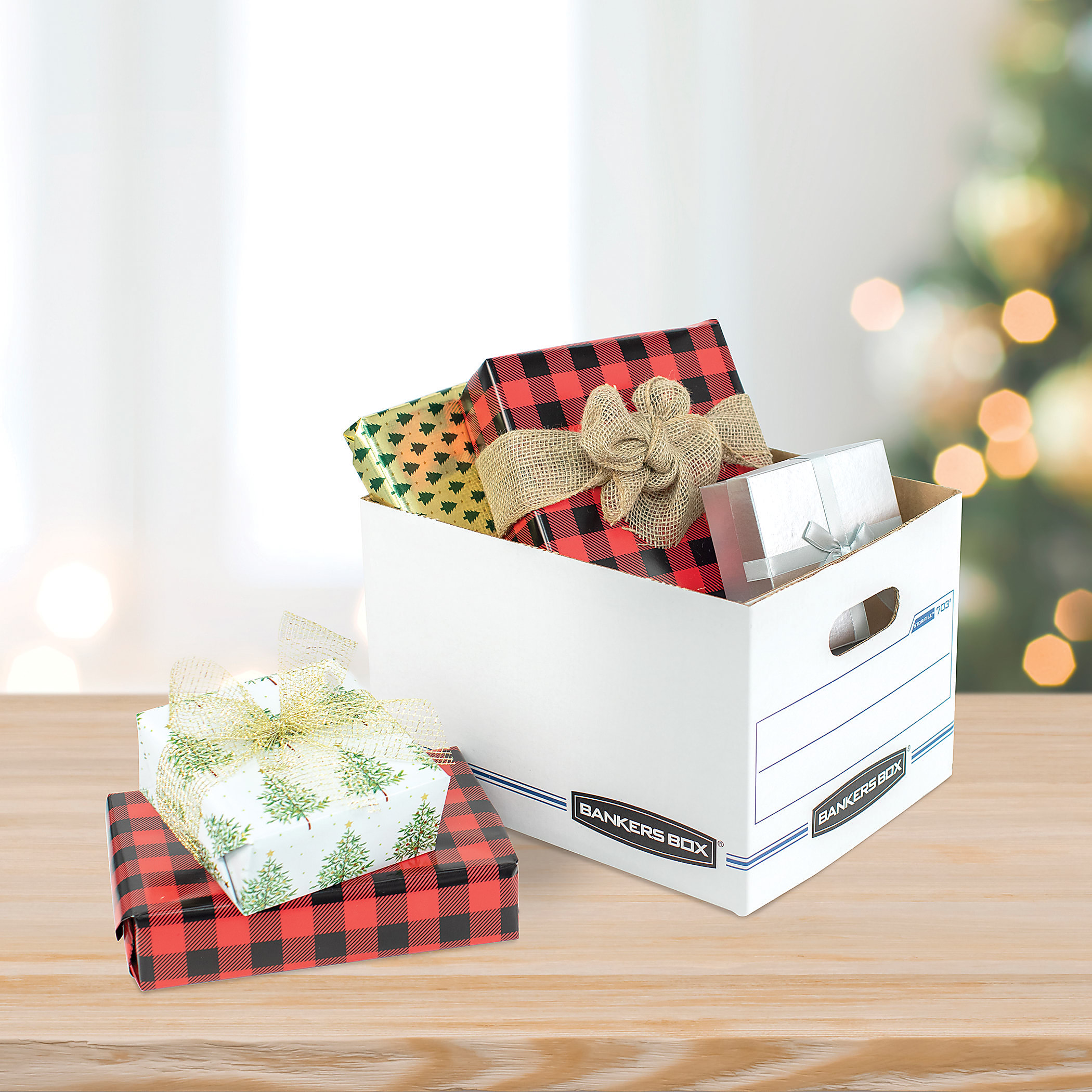 Bankers Box® Easylift™ Standard-Duty Storage Boxes With Lift-Off Lids And Built-In Handles, Letter/Letter Size, 12" x 12" x 10", White/Blue, 12/Pack - Image 8