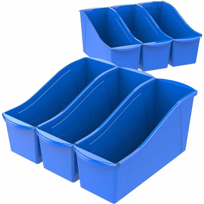 Storex Book Bin Set, Medium Size, Blue, Carton Of 6