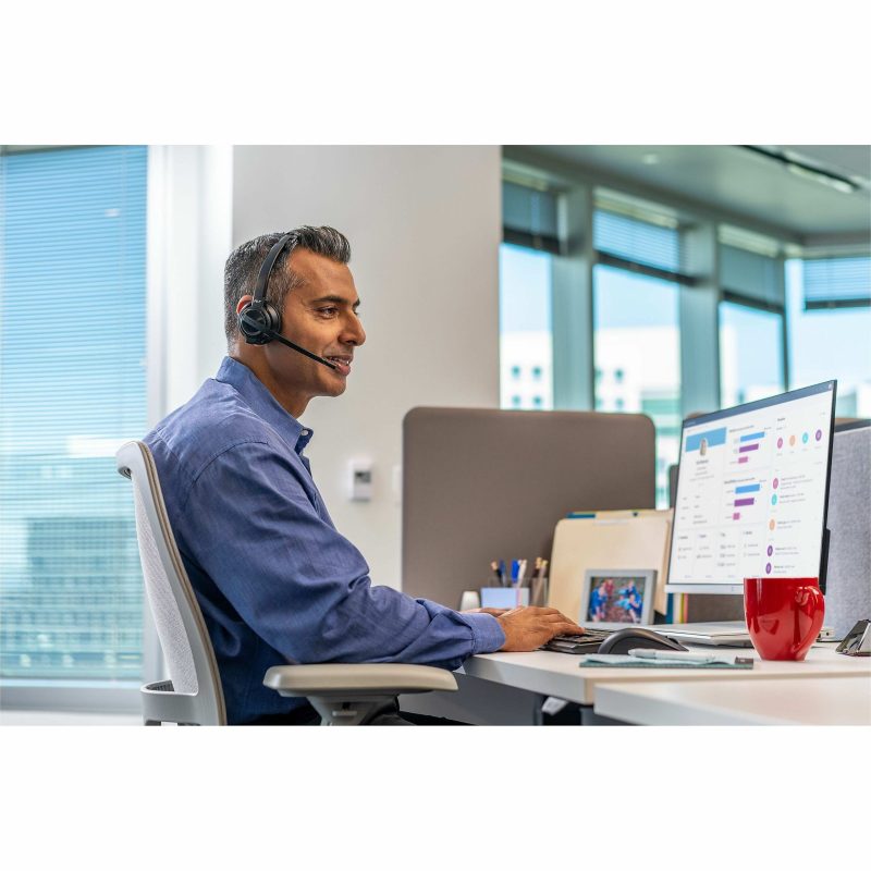Poly Savi 8210 UC Microsoft Teams Certified DECT 1920-1930 MHz USB-A Headset - Mono - Wireless - Bluetooth/DECT - 590.6 ft - 20 Hz - 20 kHz - On-ear, Over-the-head - Monaural - Ear-cup - Omni-directional, Noise Cancelling Microphone - Image 3