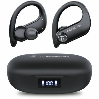 TREBLAB X3-Pro - Wireless Earbuds with Earhooks - 145H Playtime, IPX5 Waterproof Earphones for Running & Workout - Sport Bluetooth Headphones with Charging case - Built-in Microphone - Stereo - True Wireless - Bluetooth - 33 ft - 20 Hz - 20 kHz