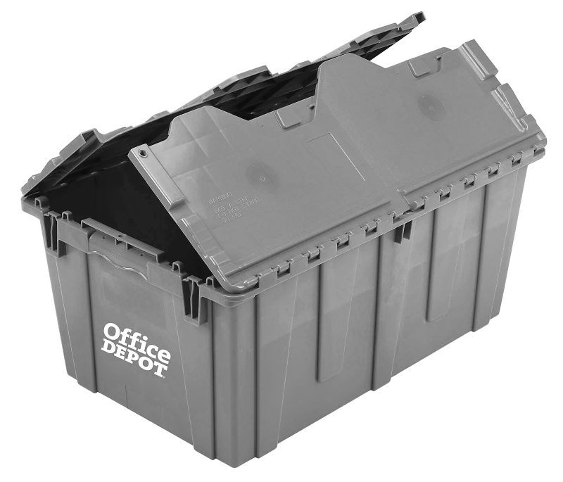 Office Depot® Brand Attached-Lid Storage Container, 12"H x 17"W, x 27"D, Gray - Image 2