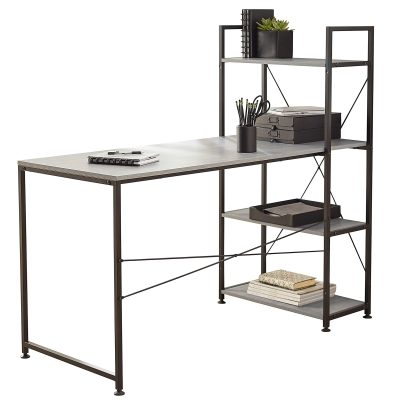 Realspace® Trazer 56"W Computer Desk With Storage Shelves, Gray