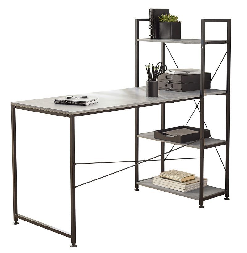 Realspace® Trazer 56"W Computer Desk With Storage Shelves, Gray