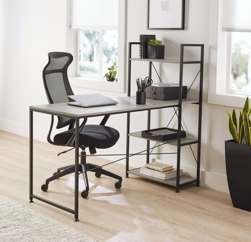 Realspace® Trazer 56"W Computer Desk With Storage Shelves, Gray - Image 3