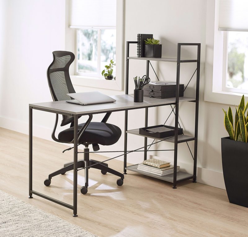 Realspace® Trazer 56"W Computer Desk With Storage Shelves, Gray - Image 8