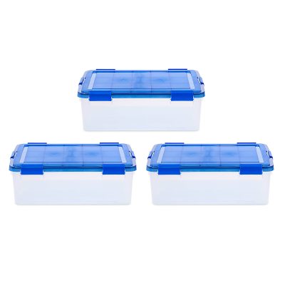 Iris Ultimate Weathertight Storage Boxes, 23-5/8”L x 20-1/16”W x 10-1/4”H, 41.2 Qt, Clear, Set Of 3 Boxes