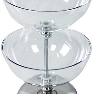 Azar Displays 2-Tier Bowl Display, 17-1/2"H x 12"W x 12"D, Clear