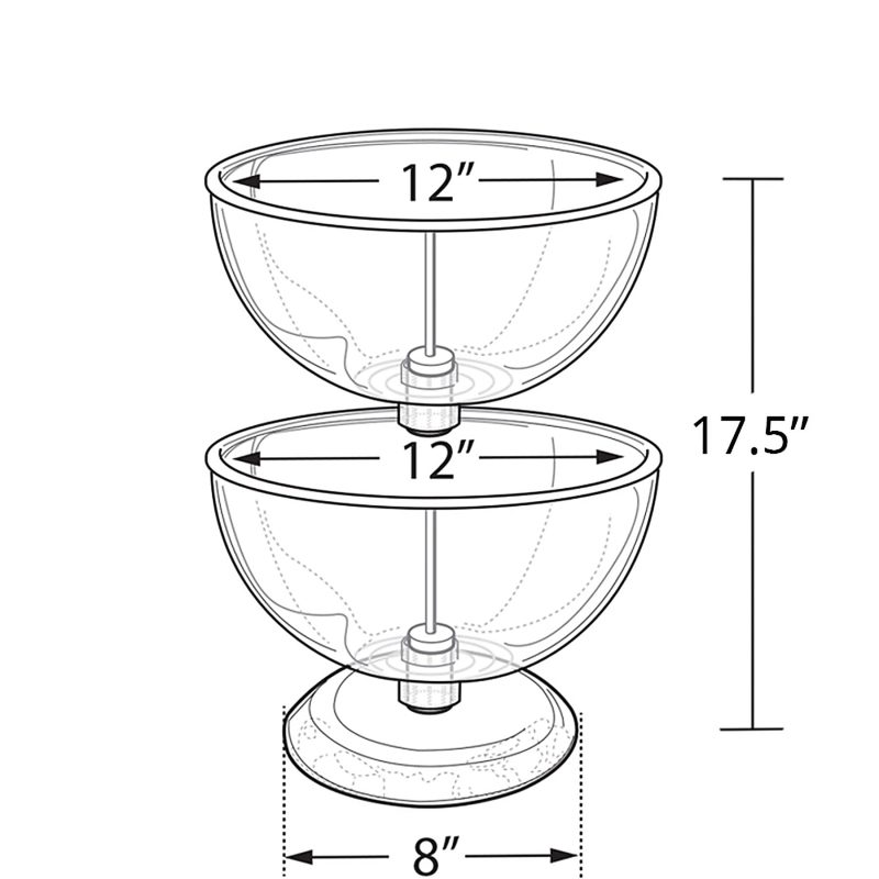 Azar Displays 2-Tier Bowl Display, 17-1/2"H x 12"W x 12"D, Clear - Image 3