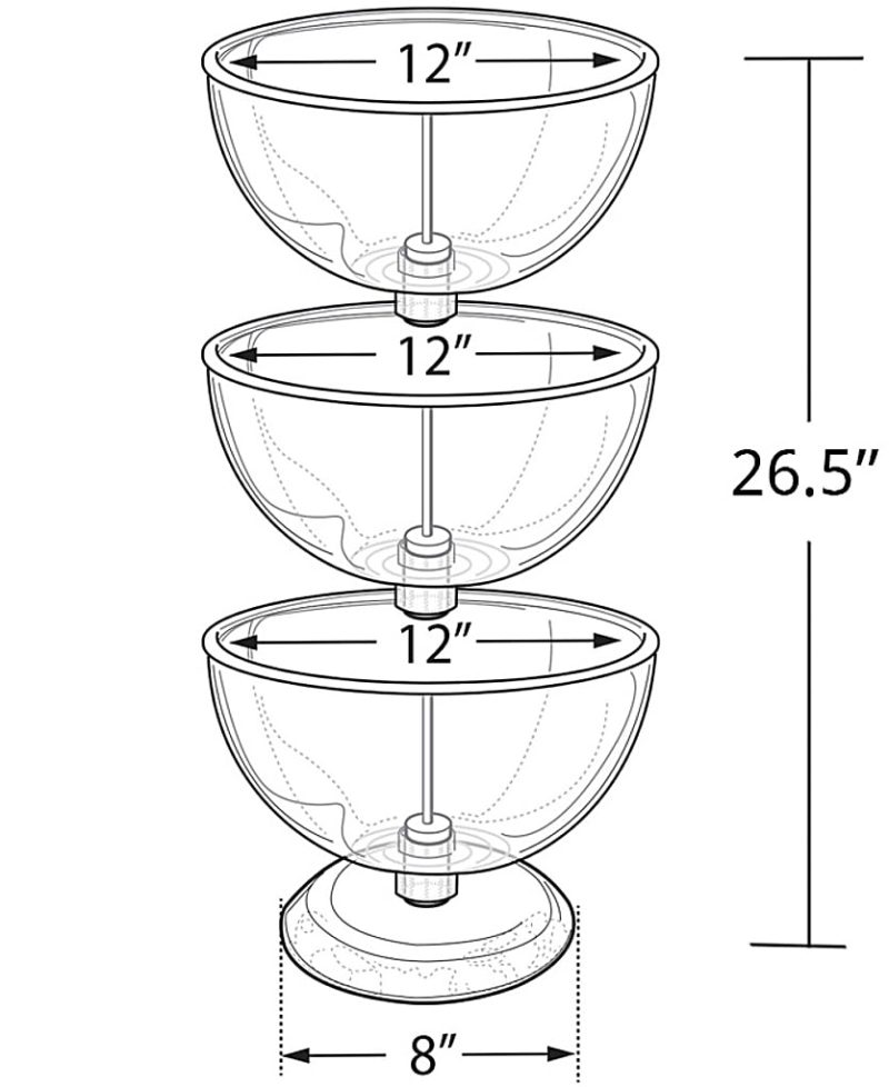Azar Displays 3-Tier Bowl Display, 26-1/2"H x 12"W x 12"D, Clear - Image 3