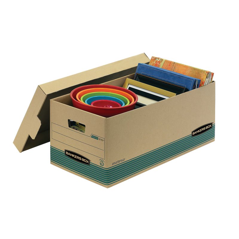 Bankers Box® Stor/File™ FastFold® Standard-Duty Storage Boxes With Lift-Off Lids, Letter Size, 24" x 12" x 10", 94% Recycled, Kraft/Green, Case Of 12 - Image 2