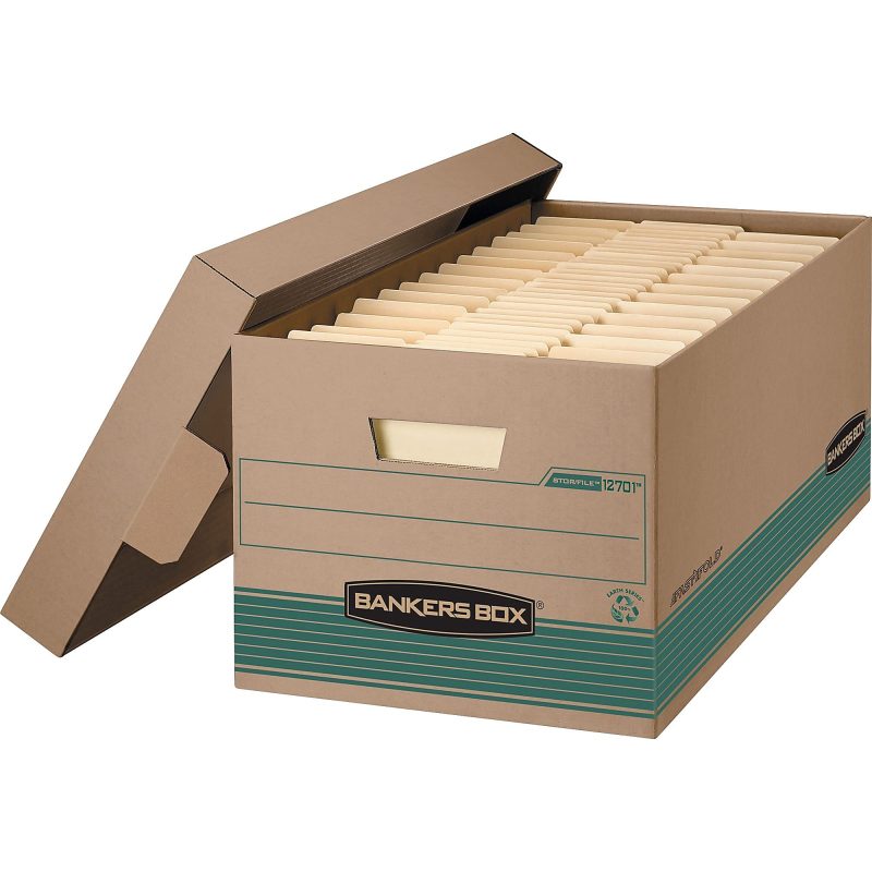 Bankers Box® Stor/File™ FastFold® Standard-Duty Storage Boxes With Lift-Off Lids, Letter Size, 24" x 12" x 10", 94% Recycled, Kraft/Green, Case Of 12 - Image 3
