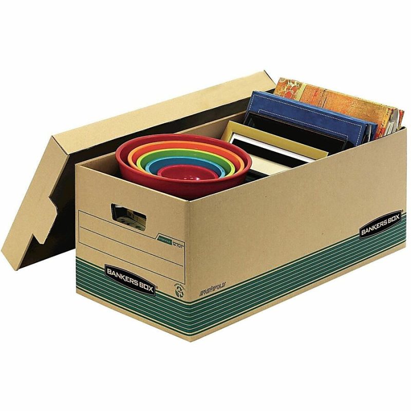 Bankers Box® Stor/File™ FastFold® Standard-Duty Storage Boxes With Lift-Off Lids, Letter Size, 24" x 12" x 10", 94% Recycled, Kraft/Green, Case Of 12 - Image 4